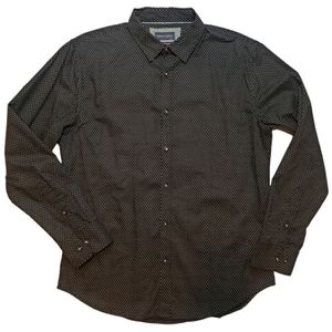 Gentleman's Outfitters Black Polka-dot Button Up Dress Shirt